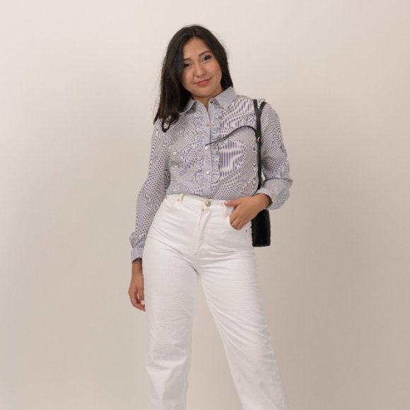 Mulberry  Black & White Long Sleeve Blouse - Picture 2 of 5